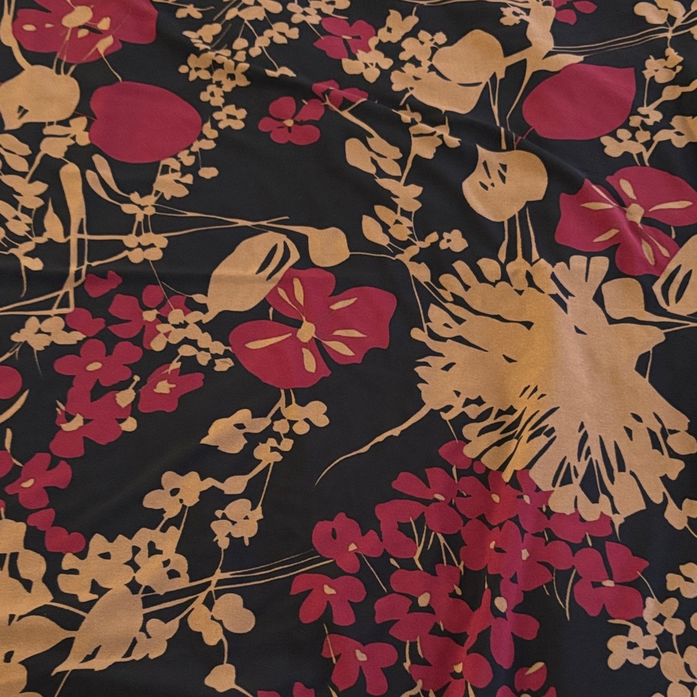 Fabric Black Floral with Burgundy, black and taupe Print